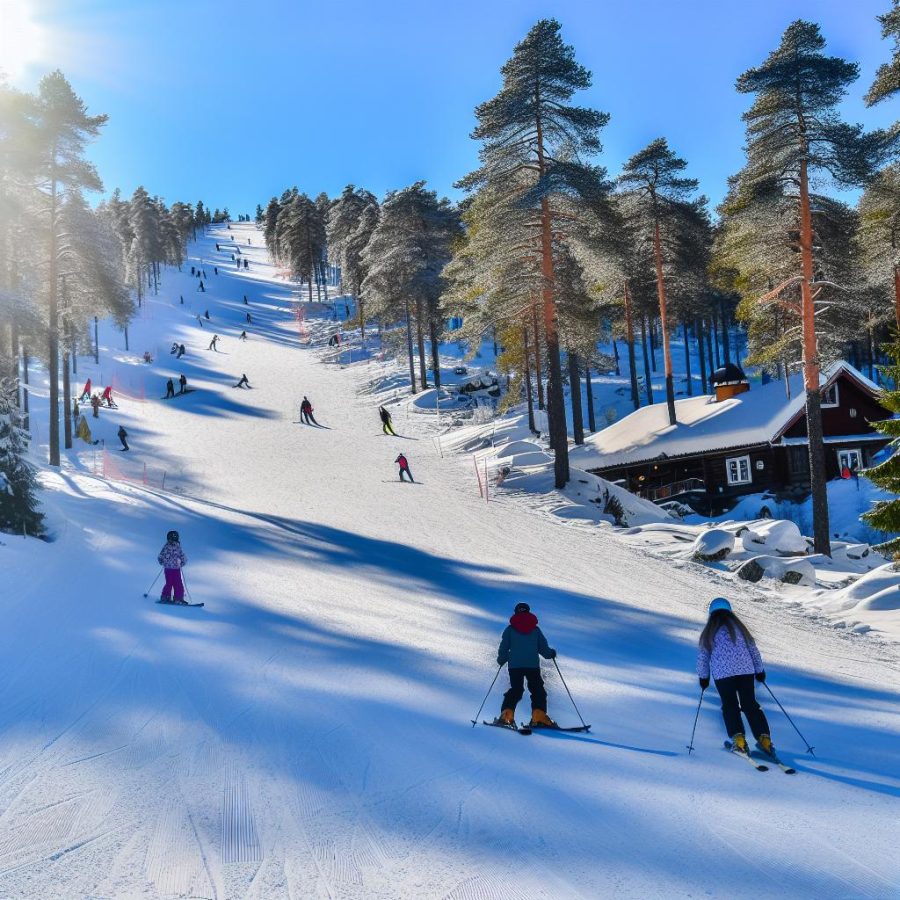 Skidåkning i Hallstaberget